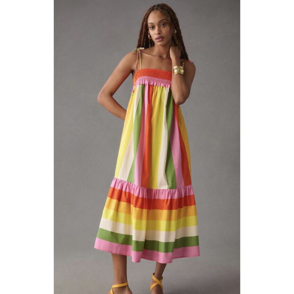 Anthropologie Colorful Striped Midi Dress